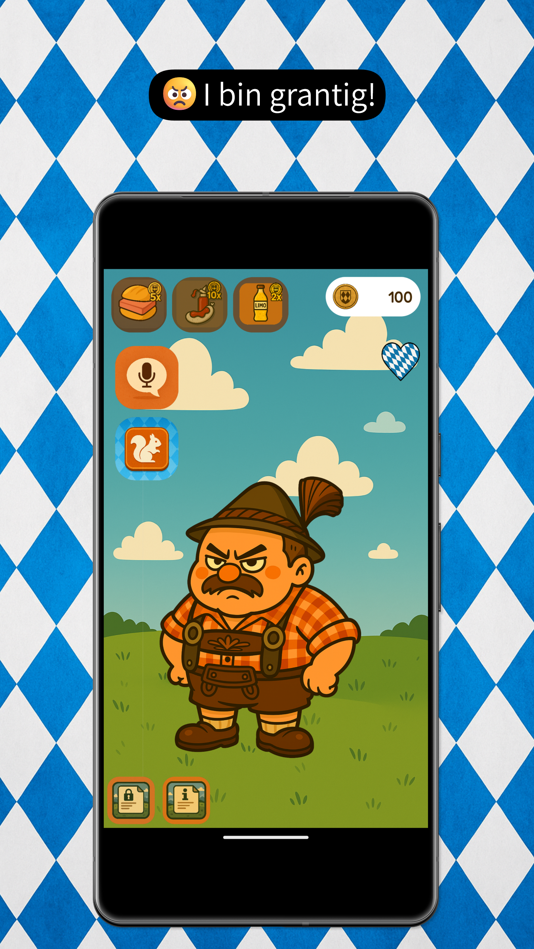 Screenshot vom Sepp wenn er grantig ist in An Sepp sei App